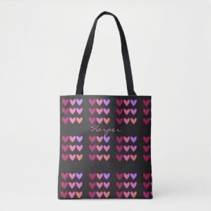 Modern Pink &Colourful Hearts Women’s Tote Bag