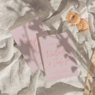 Modern Pink Colourful Whimsical Pastel Fun Wedding Save The Date