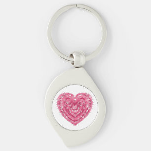 Modern Pink Confetti Heart   Valentine's Day Art Key Ring