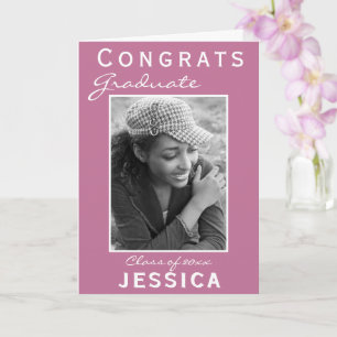 Modern Pink Congrats Graduate Graduation Photo Card