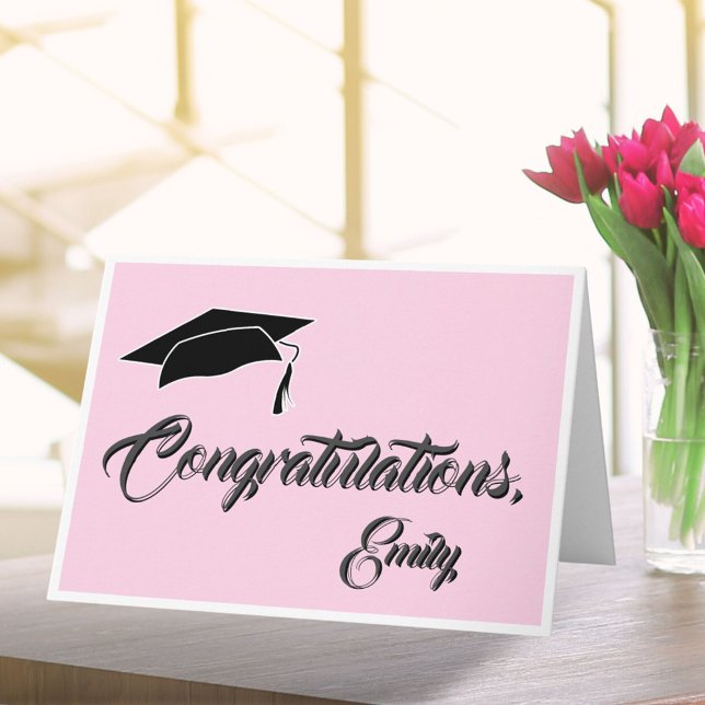 Modern Pink Congratulations Graduation Card (Creator Uploaded)
