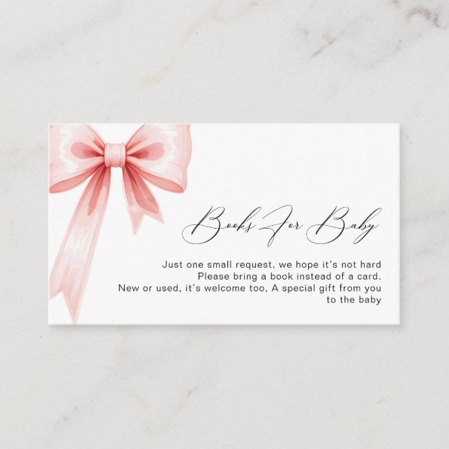 Modern Pink Coquette Baby Shower Books Request Enclosure Card (Front)