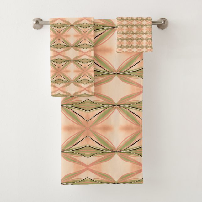 Modern Pink Coral And Peach Towel Set (Insitu)