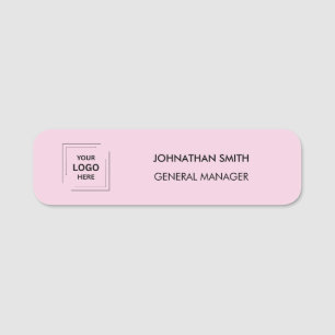 Modern Pink Corporate Employee Identity Name Tag