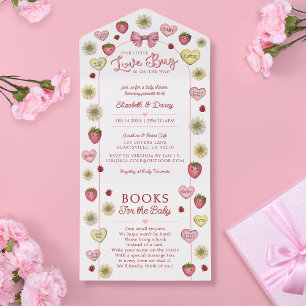 Modern Pink Couples Valentines Theme Baby Shower All In One Invitation