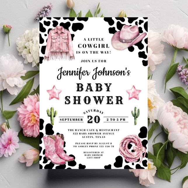 Modern Pink Cowgirl Baby Shower Invitation (Modern Pink Cowgirl Baby Shower Invitation)