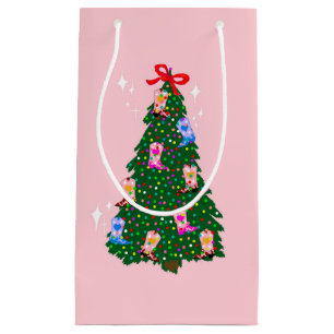 Modern Pink Cowgirl Western Boots Christmas Small Gift Bag