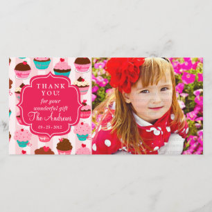 Modern Pink Cupcakes Any Occasion Thank You Card
