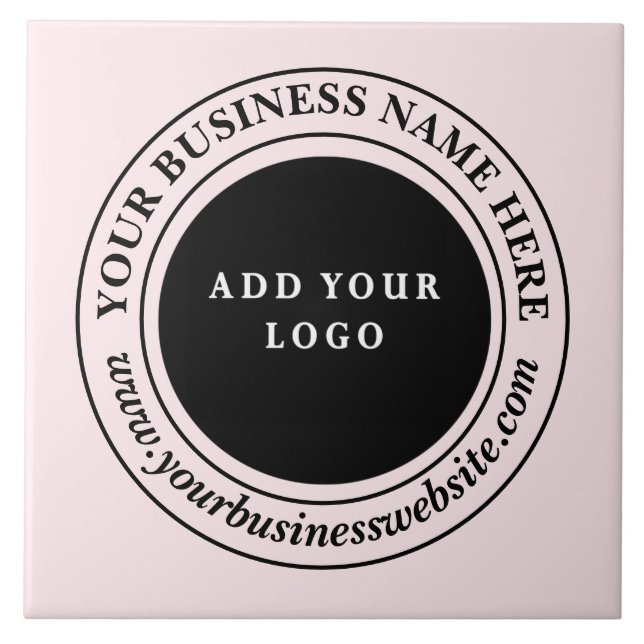  Modern Pink Custom Business Logo Ceramic Tile (Front)