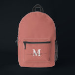 Modern Pink Custom Monogram Name Printed Backpack<br><div class="desc">Modern Pink Custom Monogram Name Printed Backpack</div>