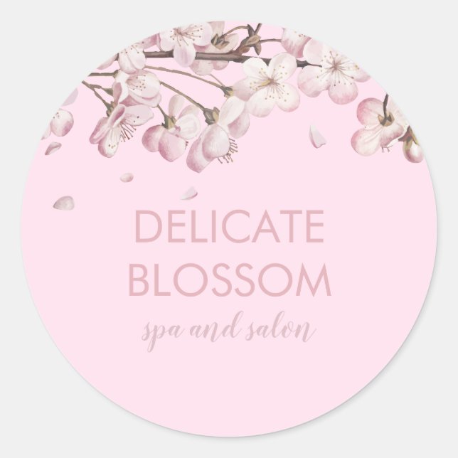 Modern Pink Delicate Blossom Classic Round Sticker (Front)