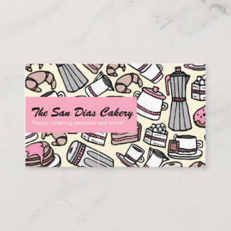 Modern Pink Dessert Pastry Bakery Catering  Business Card