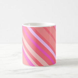 Modern Pink Diagonal Stripes Coffee Mug