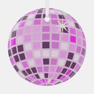 Modern Pink Disco Ball Glass Tree Decoration