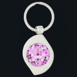 Modern Pink Disco Ball  Key Ring<br><div class="desc">Dance,  dance! Evergreen disco mirrorball design for every dancing queen. Disco ball illustration pink aesthetic home decor,  party products and gifts.</div>
