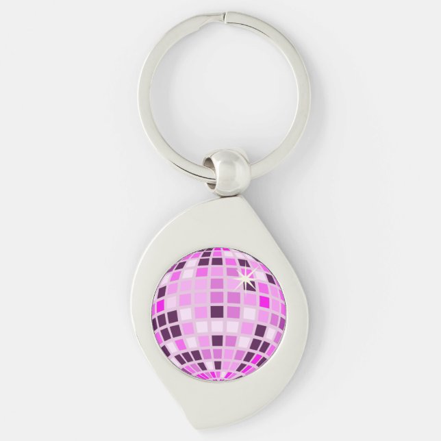 Modern Pink Disco Ball  Key Ring (Front)