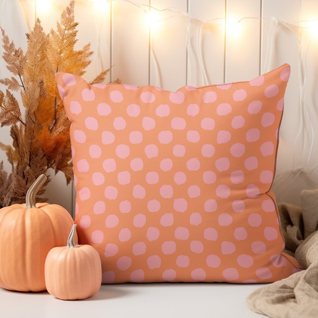 Modern Pink Dots on Orange Cushion (Creator Uploaded)