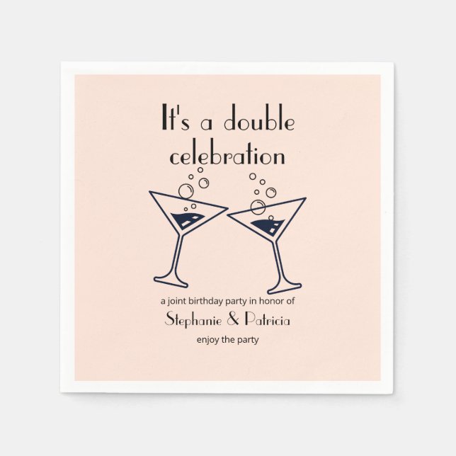 Modern Pink Double Celebration Joint Birthday Napkin (Front)