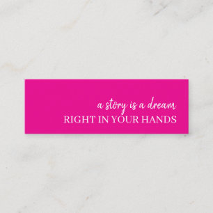 Modern Pink Dream Quote Minimal Bookmark Design Mini Business Card