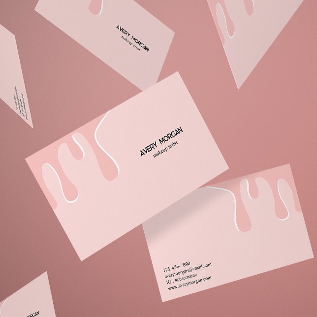 Modern Pink Drip Makeup Artist Business Card (Creator Uploaded)