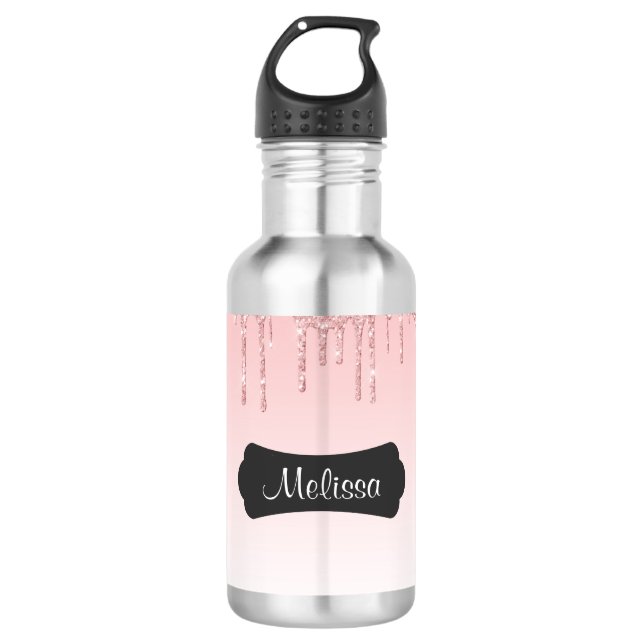 Modern Pink Dripping Glitter 710 Ml Water Bottle (Front)