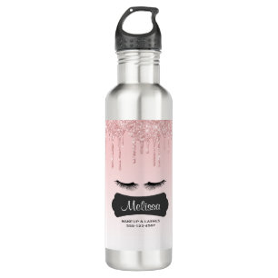 Modern Pink Dripping Glitter & Eyelashes 710 Ml Water Bottle