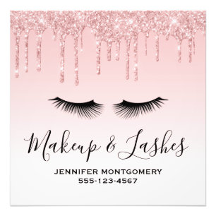 Modern Pink Dripping Glitter & Eyelashes Photo Print