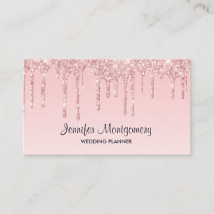 Modern Pink Dripping Glitter Fancy Elegant Business Card