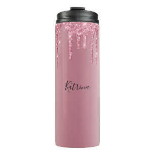 Modern Pink Dripping Glitter  Thermal Tumbler