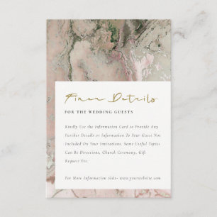 MODERN PINK DUSKY ROSE GOLD AGATE WEDDING DETAILS  ENCLOSURE CARD