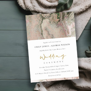 MODERN PINK DUSKY ROSE GOLD AGATE WEDDING INVITE