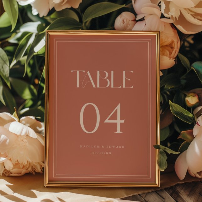 Modern Pink Dusty Rose Custom Names Wedding Table Number (Creator Uploaded)