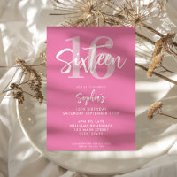 Modern Pink Elegant 16th Birthday