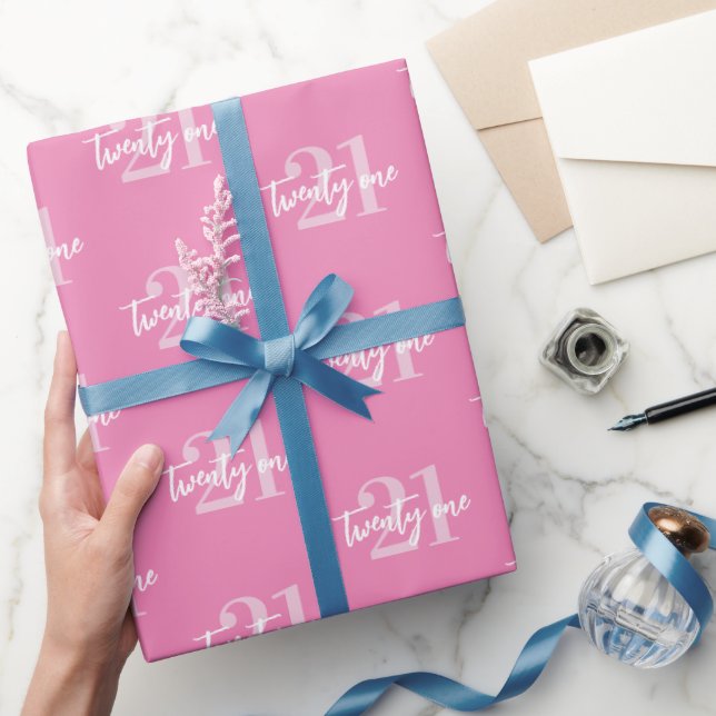 Modern Pink Elegant 21st Birthday Wrapping Paper (Gifting)