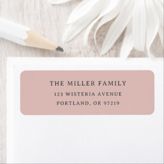 Modern Pink Elegant Family Name Return Address Label