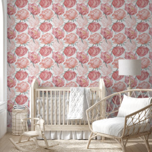 Modern Pink elegant floral print design Wallpaper