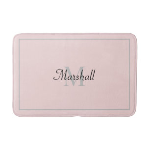 Modern Pink Elegant Monogrammed Bath Mat