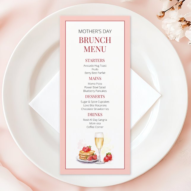 Modern Pink Elegant Simple Mother's Day Brunch Menu (Modern Pink Elegant Simple Mother's Day Brunch Menu)