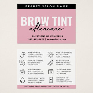 Modern Pink Eyebrow Tint Aftercare Card