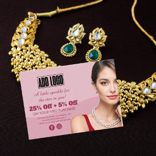 Modern Pink Fashion Jewellery Business Logo Discount Card