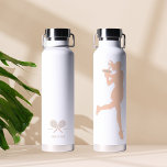 Modern Pink Female Tennis Player Personalised Water Bottle<br><div class="desc">The design features a female player and your name at the back of the bottle along with a tennis racket icon in pink colour. Great gift ideas to your friends and family.</div>