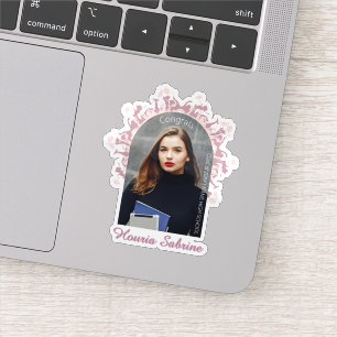 Modern Pink feminine Graduate silhouette Border