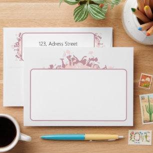 Modern Pink Feminine Graduate Silhouette Border  Envelope