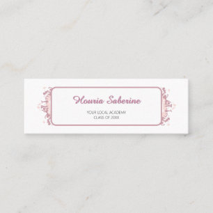 Modern Pink Feminine Graduate Silhouette Border Mini Business Card