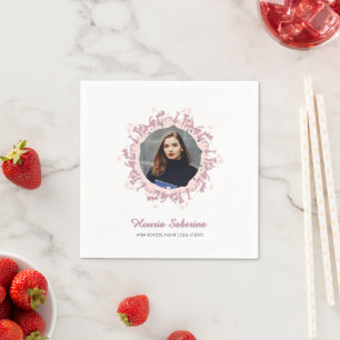 Modern Pink feminine Graduate silhouette Border Napkin