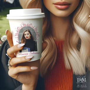 Modern Pink feminine Graduate silhouette Border  Paper Cups