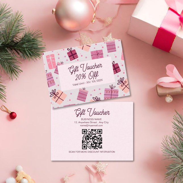 Modern Pink Festive Christmas  Business Discount Card (Creator Uploaded)