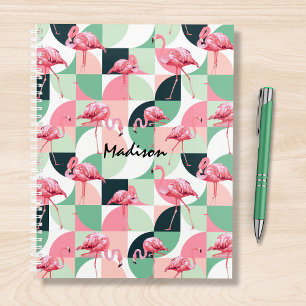 Modern Pink Flamingo Geometric Girly Personalised Planner