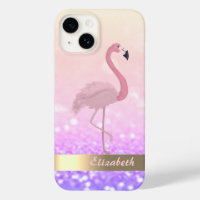 Modern Pink Flamingo Glitter Bokeh 