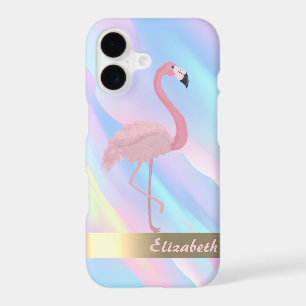 Modern Pink Flamingo Holographic Abstract